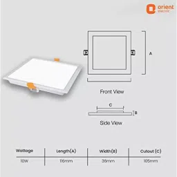 Orient Moodlight 10 W 3 in 1 Square Recess Panel Light (Pack of 2) image 2