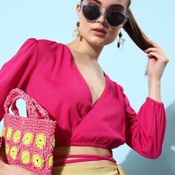 Style Quotient Pink Solid Strings Attached Top-38