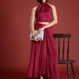 all about you Halter Neck Top With A-Line Pleated Skirt-image-38