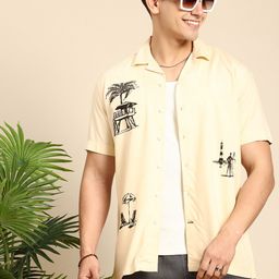 Mast & Harbour Opaque Cuban Collar Nautical Printed Casual Shirt-picture-10