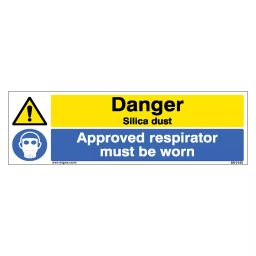 SUNSIGNS  Danger Sillica Dust, Approved Respirator Must Be Worn Signages Size 600x200 mm HP Print + Vinyl, SN0148-image-70