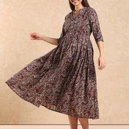 Aanyor Floral Print Maternity Shirt Maxi Dress-image-18