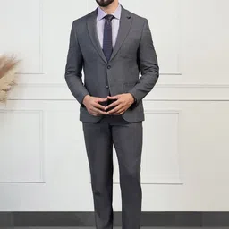 Blackberrys Men Solid Slim-Fit Single-Breasted 2 Piece Formal Suit-image-81