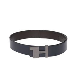 Tommy Hilfiger Men Navy Blue Solid Leather Belt-image-100