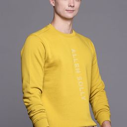 Allen Solly Sport Men Mustard Yellow & White Brand Logo Print Sweatshirt-image-32