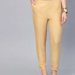 Juniper Women Beige Smart Slim Fit Solid Cigarette Trousers-picture-41