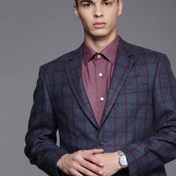 Louis Philippe Men Checked Single Breasted Pure Wool Formal Blazer-picture-23