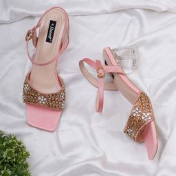 Sherrif Shoes Square Toe Embellished Block Heels-40