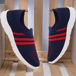 PU-PINE Blue Non-Marking Textile Walking Sports Shoes-image-65