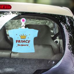 babywish Baby on Board Car Decals Cloth Safety Sign Board with Hanger Prince Print - Sky Blue-image-95
