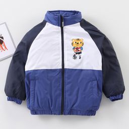Babyhug Full Sleeves Color Block Jacket- Blue-image-76