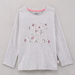 Ollypop Full Sleeves T-Shirt Text Print - Grey-image-56