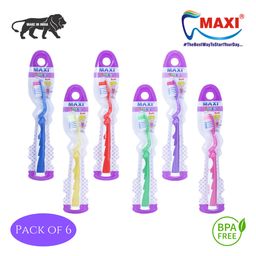 MAXI Twisty Junior Toothbrush Pack of 6 - Multicolour-98