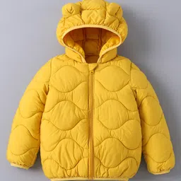 Kookie Kids Full Sleeves Hooded Padded Winter Jacket with Ear Applique - Yellow-picture-35