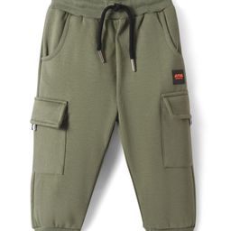 Smarty Boys Looper Knit Full Length Text Patch Detailing Lounge Pant With Cargo Pockets - Olive Green-picture-14