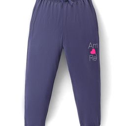 Doreme Single Jersey Knit Full Length Lounge Pants With Text Print - Yale Blue-image-4