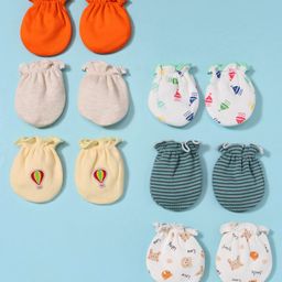 Ben Benny Interlock Knit Mittens with Bear Ship Print & Embroidery Pack of 6 - Orange Grey & White-picture-10