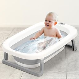 Baybee Jolly Kids Bath Tub for Baby Mini Swimming Pool for Kids, Foldable Bathtub for Baby with Anti Skid Base & Drainer (Grey)-picture-28