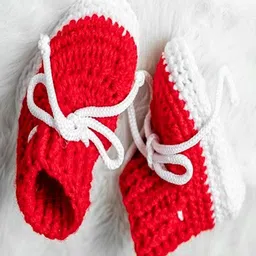 Knits & Knots Colour Blocked Handmade Booties With Laces - Red-picture-33