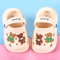 Cute Walk by Babyhug Back Strap Closure Clogs with Bear Applique - Off White-picture-10