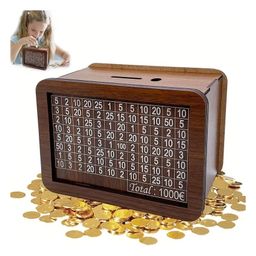 Azhari Wooden Money Saving Box Cash Saver Money Box with Counting Target 1,00,000 Savings Challenge Piggy Bank Coin & Cash Bank for Kids-image-3