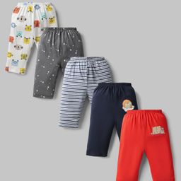OHMS Single Jersey Knit Full Length Lounge Pant with Animal Print & Stripes Pack of 5 - Multicolor-image-17
