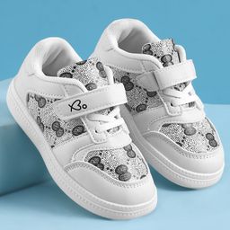 Babyoye Velcro Closure Casual Shoes with Print - Grey-image-22