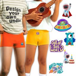 THE COVER UP PROJECT Modal Knit Pack Of 2 Solid Boxers With Space Theme Iron Prints - Orange & Yellow-image-7
