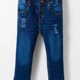 simply premium Simply Denim Full Length Washed Distressed Jeans - Blue-picture-43
