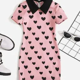 Billion Girls Heart Print T-shirt Dress-image-96