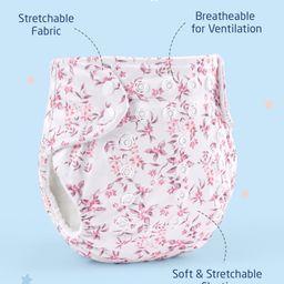 Zoe Free Size Reusable Cloth Diaper with Inserts Floral Theme- Pack of 3 image 2