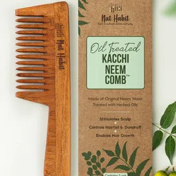Nat Habit Set of 1 Wide Tooth Kacchi Neem Comb & 2 Ready-To-Apply Henna Paste 220 g each image 3