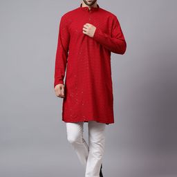 Yugnik Men Embroidered Regular Kurta with Pyjamas-image-67