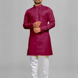 Men Solid Straight Kurta (Maroon)-image-25