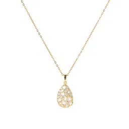 SALTY Gulaabo Artificial Stones Studded Tear Drop Shaped Pendant With Chain image 4