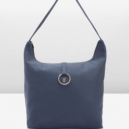 Baggit Geometric Textured Structured Hobo Bag With Mini Ring Detail-15