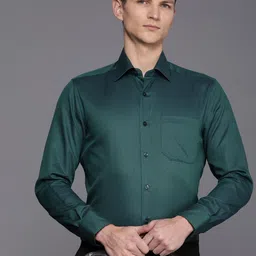 Louis Philippe Pure Cotton Self Design Classic Fit Opaque Formal Shirt-image-84