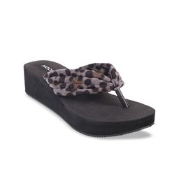 Mochi Women Black & Grey Printed Comfort Heels-12