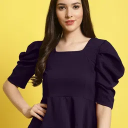 Fabflee Square Neck Puff Sleeve Peplum Top-image-54