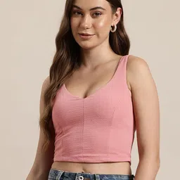 HERE&NOW Textured Fitted Crop Top-image-88