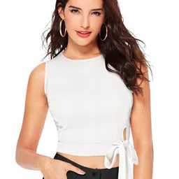 BAESD Waist Tie-Up Fitted Crop Top-image-18