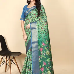 J 6 DESIGNER Floral Silk Cotton Handloom Saree-picture-5