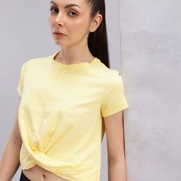 HRX by Hrithik Roshan Twisted Front Cotton Cropped Yoga T-shirt-image-43