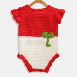 CHUTPUT Girls Red & White Colourblocked Bodysuit-image-76