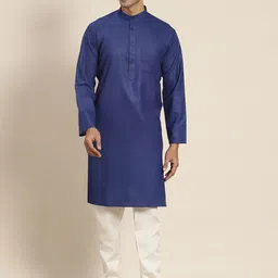 SOJANYA Men Navy Blue Kurta with Churidar-image-61