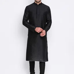 Sanwara Men Black Woven Design Straight Kurta-image-40