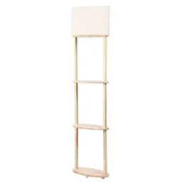 Sanded Edge Wood, Cotton White Pablo 3 Tier Floor Lamp in Solid & Natural Wood Color-77
