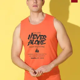 WOOSTRO Pack Of 2 Printed Combed Cotton Gym Vests -VWS26(ALONE ORANGE)(BKLN MAROON)-image-55