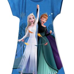 Wear Your Mind Girls Elsa & Anna Frozen Printed T-Shirt Knee Length Dress-image-22
