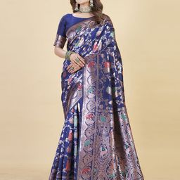 Vintro Ethnic Motifs Woven Design Zari Banarasi Saree-image-84